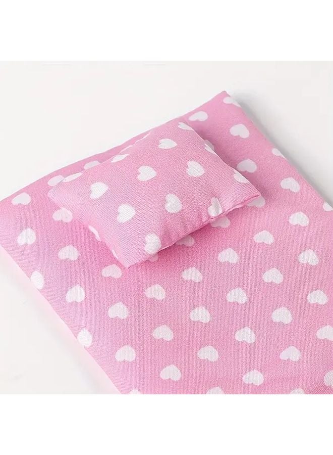 2pcs Miniature Dollhouse Bedding Set Flower Color Bed Sheets And Pillowcases - Image 4